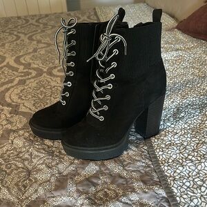 Mix No. 6 Black Lace-Up High Heel Boots